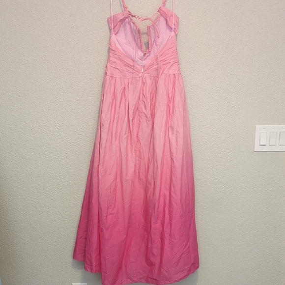 Hello Molly Dipped in Love pink ombre midi sleeveless plunge neckline dress - Picture 11 of 15